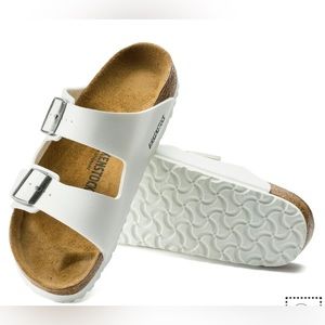 White Birkenstock Arizona birko-flor